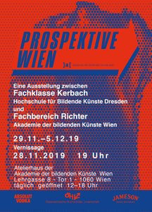 Das Ausstellungs- und Austauschprojekt
 
  Prospektive
 
 thematisiert die Zukunft von 46 Studierenden der HfBK Dresden und der Akademie der bildenden Künste Wien.
 
  Die Öffnungszeiten sind täglich 12 bis 18 Uhr.