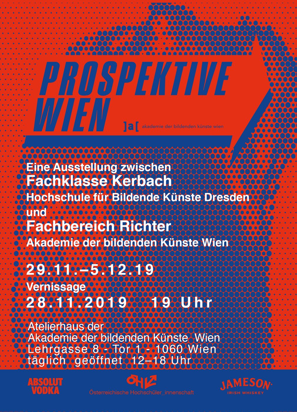 Das Ausstellungs- und Austauschprojekt
 
  Prospektive
 
 thematisiert die Zukunft von 46 Studierenden der HfBK Dresden und der Akademie der bildenden Künste Wien.
 
  Die Öffnungszeiten sind täglich 12 bis 18 Uhr.
