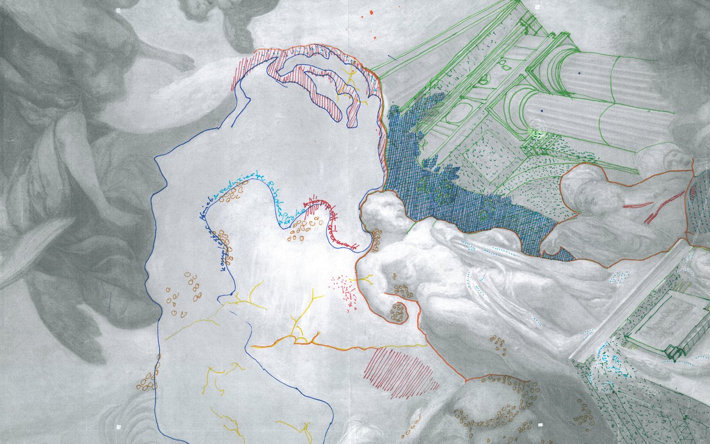 D3 Plan and sketch of the ceiling painting