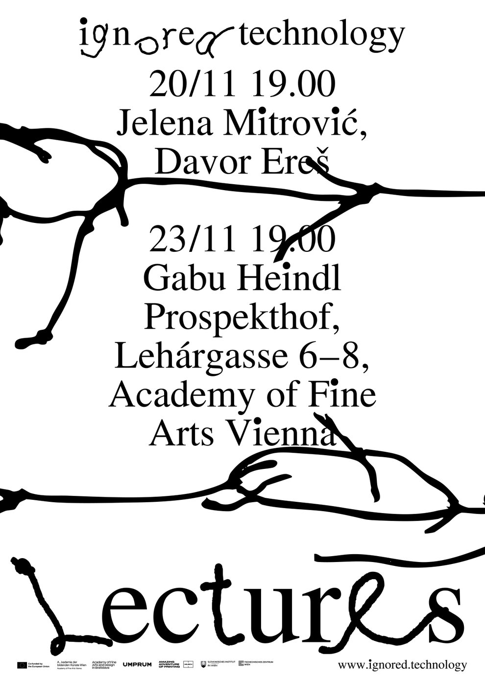 Plakat weiß mit schwarzem Text