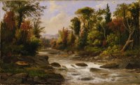 Robert S. Duncanson, On the St. Annes, Canada East, 1863-65, oil on canvas, 9 1/8 x 15 in., Smithsonian American Art Museum, Gift of Herbert Drown, 1983.95.170