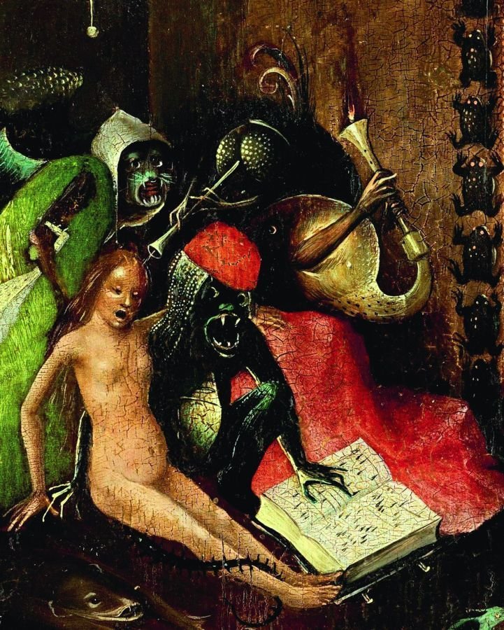 Hieronymus Bosch, Weltgerichtstriptychon, Detail aus dem Höllenflügel, um 1490 – um 1505, Öltempera auf Eichenholz © Gemäldegalerie der Akademie der bildenden Künste Wien