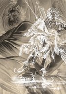 Motiv unter Verwendung von Werken von Johann P. Pichler nach Heinrich F. Füger, Homer vortragend, 1803 © Kupferstichkabinett der Akademie der bildenden Künste Wien, und Carl Wilhelm Kolbe d. Ä., Schlittschuhlaufender Barde („Braga“), 1793–1794 © Hamburger Kunsthalle, Kupferstichkabinett / bpk, Foto: Julia Bau, Gestaltung Kompositmotiv: Beton