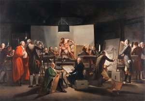 eine Gruppe von Männern malt einen Akt