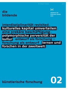 Schwerpunktthema: Künstlerische Forschung
 
 Mit Beiträgen von u.a. Sabeth Buchmann, Dorit Margreiter und Anette Baldauf, Eyal Weizman, Eva Egermann und Christine Erharter, Marion von Osten, Daniel Schönherr und Eva-Maria Pripfl, Stephen Zepke, Cornelia Reiter, Selima Niggl, Kathi Hofer und Chantal Mouffe, Interviews mit Scott C. Wolf (von Antje Lehn und David Stöger) und Markus Schaefer (von Erhard An-He Kinzelbach)
 
 Die StudentInnenbeiträge kommen von Patrick Schabus, Vasilena Gankovska, Virtual Education und elastischesmikrofon72.
 
 23.07.2007