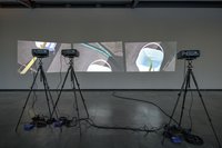 Ausstellungsansicht Kunsthalle Wien Preis 2025: Jonida Laçi, The Fiction of a Doorframe (2022/2025); work (2022/2025); Planes (2022/2025), Kunsthalle Wien 2025. Courtesy der Künstlerin und Bildrecht Wien, 2025, Foto: Iris Ranzinger