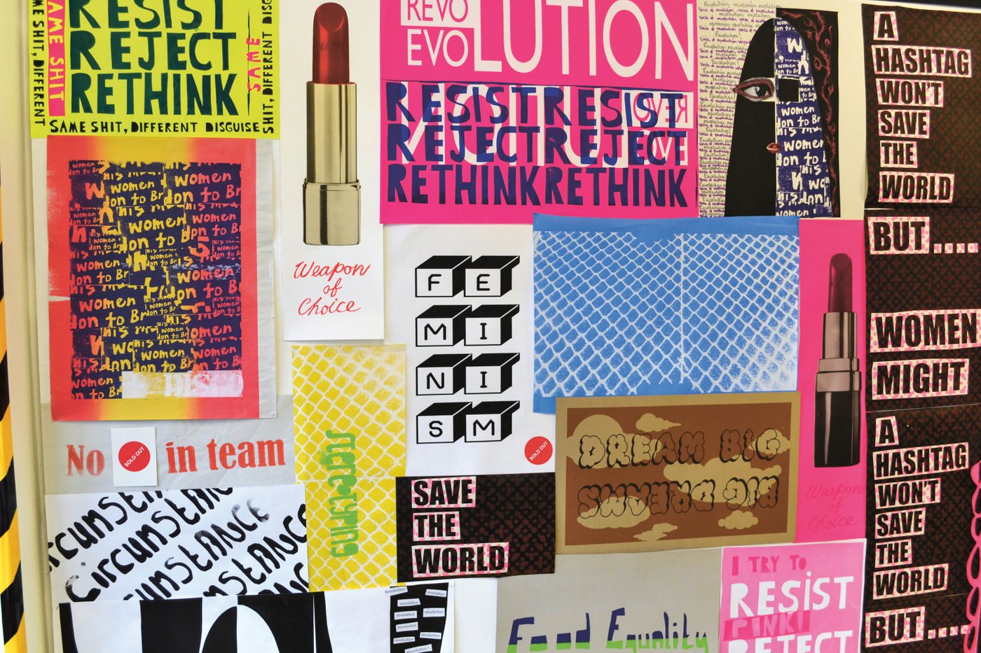 Ego Ahaiwe Sowinski/Aida Wilde, Poster inspiriert von Plakaten der Women’s Art Library, Goldsmiths, University of London, Installationsansicht Empowered PrintWorks, 2015, Foto: Will Cenci