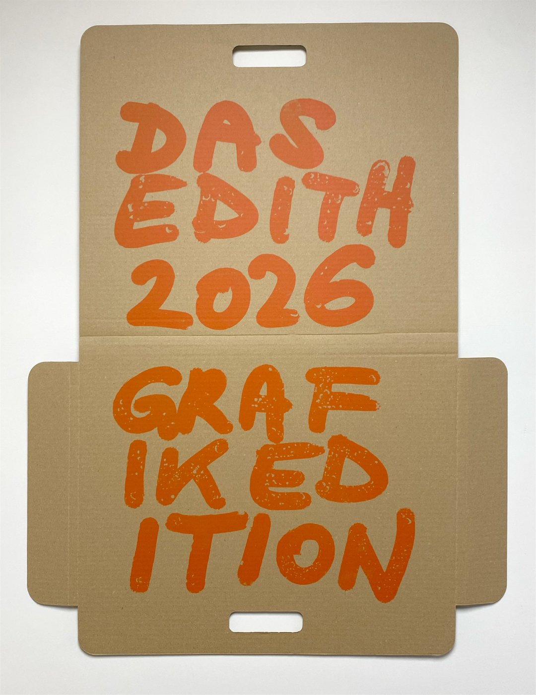 Abbildung der per Siebdruck bedruckten Sammelmappe aus Karton, Das Edith 2026 Grafikedition