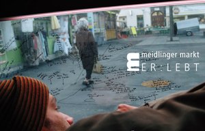 Meidlinger Markt ER : LEBT ist eine Projektkooperation zwischen StudentInnen der Akademie der bildenden Künste Wien und ArchitekturstudentInnen der TU Wien. Dieses Marktgebiet im 12. Wiener Gemeindebezirk bietet eine prozesshafte und künstlerische Plattform im urbanen Raum. Im Zeitraum von zwei Semestern wird das Areal zum Bezugssystem und Aktionsfeld zwischen Marktgeschehen, Architektur und bildender Kunst.