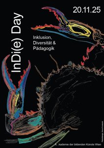 schwarzer Hintergrund mit bunte Grabbe und weißem Text