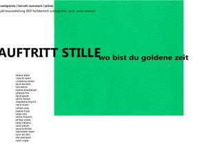 Horvàth Monument / Vestignomie / Jelinek
 
 Exhibition of the studio scenography, Prof. Anna Viebrock


 Fri, 16.00 to 20.00, Sat, 16.00 to 20.00, Sun, 12.00 to 18.00