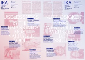 Lecture by Ruth Sonderegger within the IKA Lecture Series WS 2018/2019
 
  Uselessness: Is this humankind’s most valuable tool?
 
 organised and curated by Michelle Howard and Luciano Parodi.