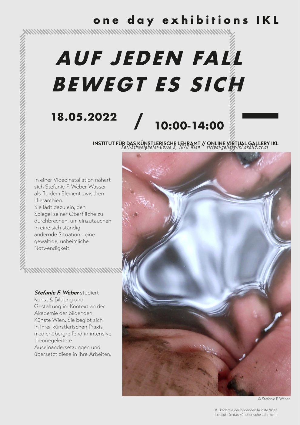 Flyer of the exhibition One Day Exhibition with Text and a picture in the middle