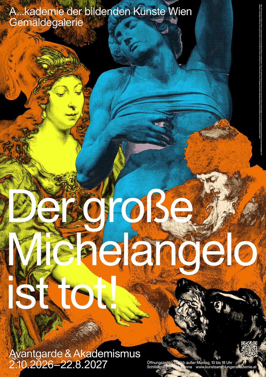 Motif using details from works by Michelangelo Buonarroti, The Dying Slave from the Tomb of Pope Julius II, plaster cast, original: 1513–1516 © Paintings Gallery of the Academy of Fine Arts Vienna, Plaster Cast Collection; Januarius Zick, Rousseau’s Illumination while Reading a Prize Essay Question, 1757 © Museum zu Allerheiligen Schaffhausen, photo: Jürg Fausch; Joachim von Sandrart, Minerva and Saturn Protecting Art and Science, 1644 © KHM-Museumsverband; design composite motif: Beton