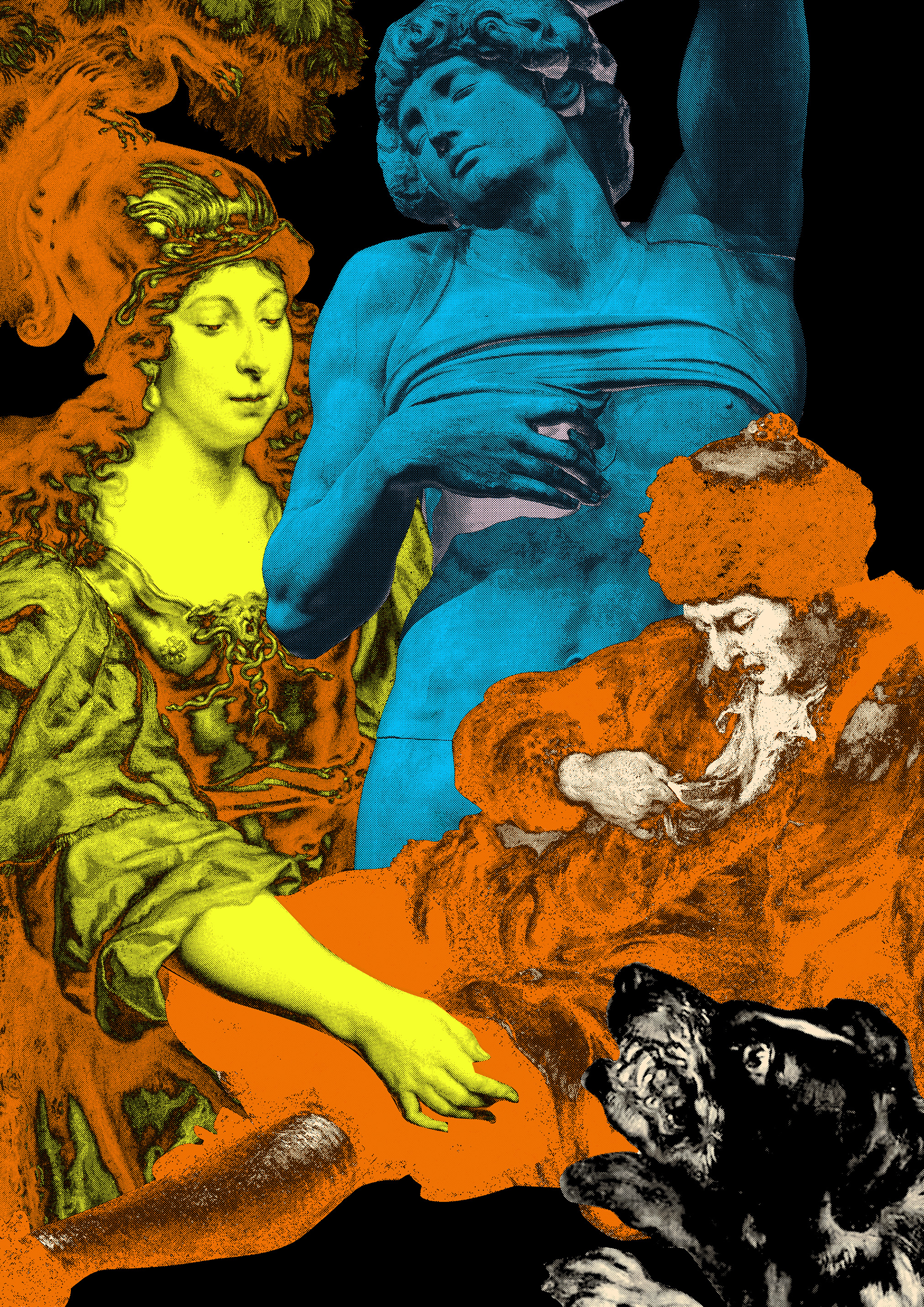 Motif using details from works by Michelangelo Buonarroti, The Dying Slave from the Tomb of Pope Julius II, plaster cast, original: 1513–1516 © Paintings Gallery of the Academy of Fine Arts Vienna, Plaster Cast Collection; Januarius Zick, Rousseau’s Illumination while Reading a Prize Essay Question, 1757 © Museum zu Allerheiligen Schaffhausen, photo: Jürg Fausch; Joachim von Sandrart, Minerva and Saturn Protecting Art and Science, 1644 © KHM-Museumsverband; design composite motif: Beton
