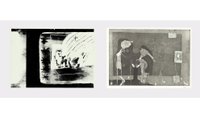 Left: Jeremias Rumpl, [em] Untitled [/em], silkscreen on silver photocardboard, 2022. [br] Right: Christoph Kaltseis, [em] The Flycatcher [/em], etching, 2022.