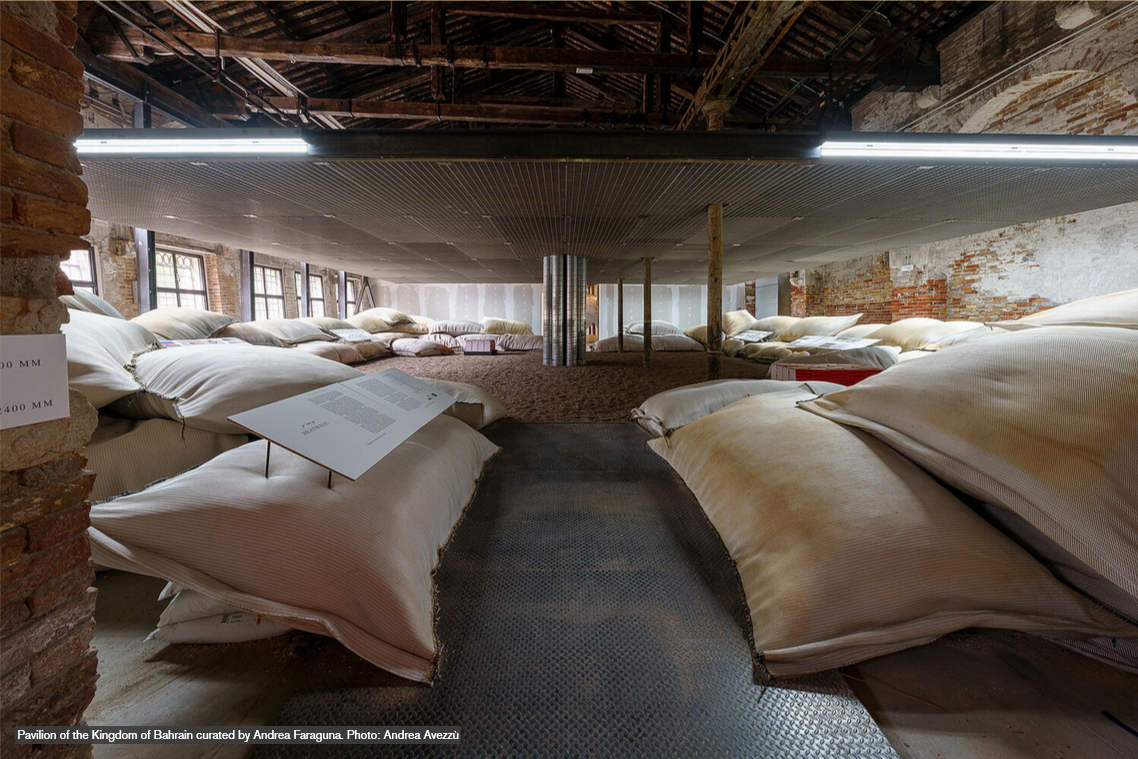 Pavillion of the Kingdom of Bahrain curated by Andrea Faraguna. Photo: Andrea Avezzu.