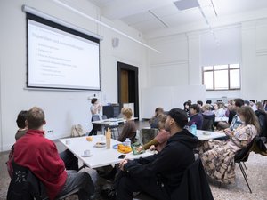 Group of new students at an information session